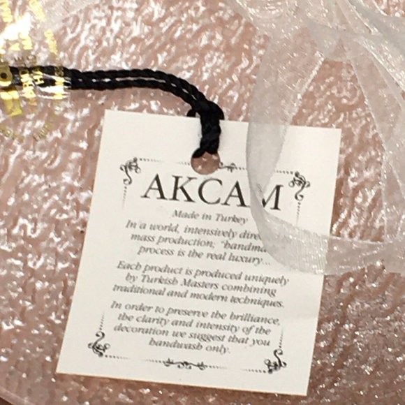 AKCAM Turkish Glass PINK Heart Ombre Plates 7" Glitter Sparkle Set of 4 NEW!! - Picture 3 of 13